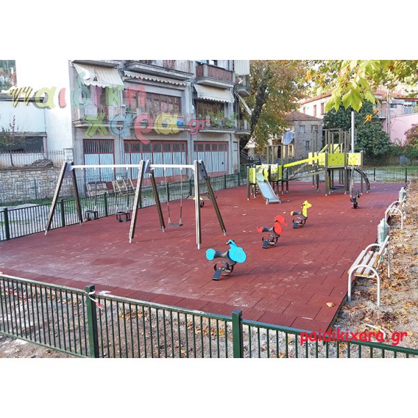 Νέα πιστοποιημένη παιδική χαρά με πολυσύνθετο όργανο και 3θεσια κούνια στον Δήμο Θέρμου
