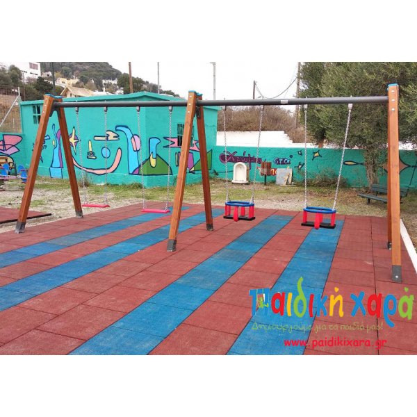 Κούνια παιδικής χαράς 4 θέσεων (2π+2ν) με μεταλλική οριζόντια δοκό